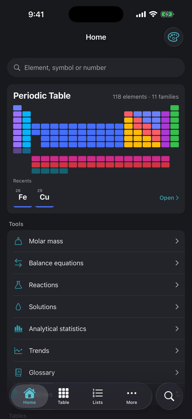 In the app: Dark mode