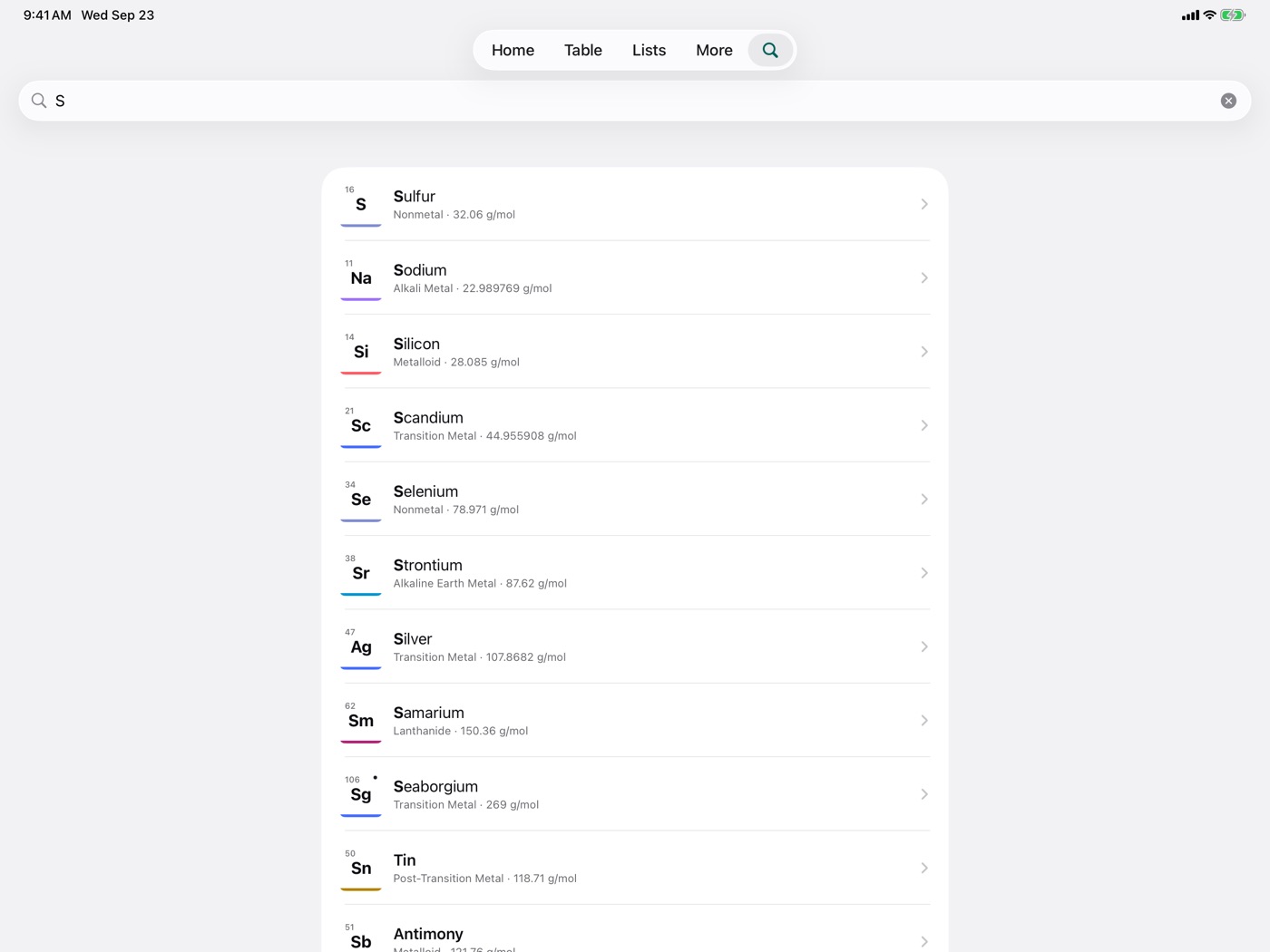 In the app: Search by symbol
