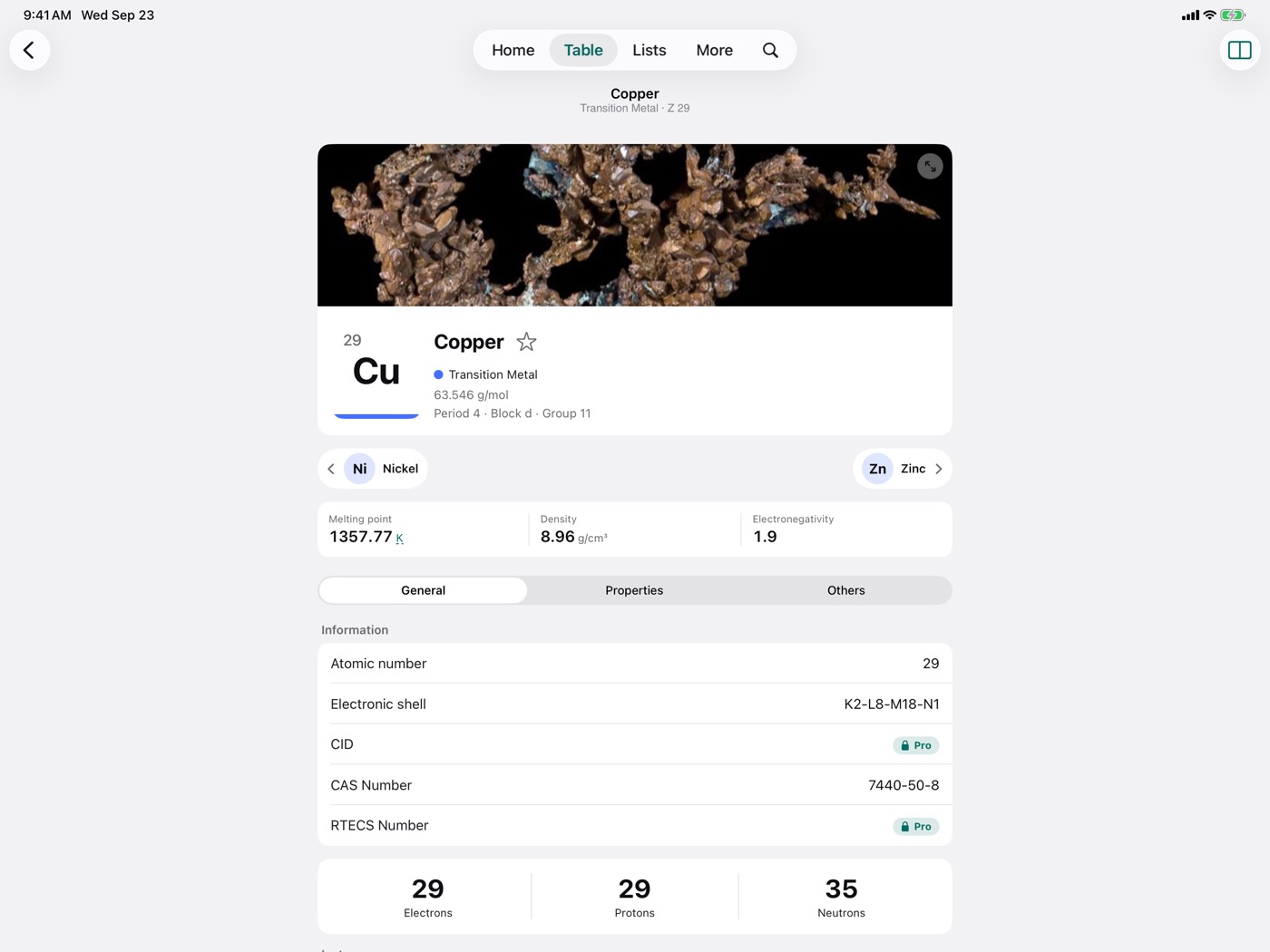 In the app: The copper page