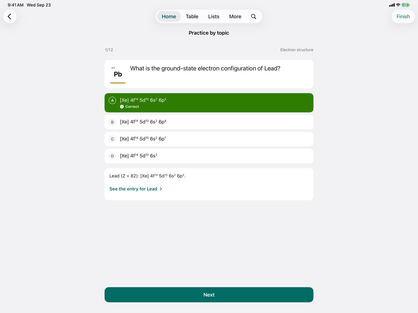 In the app: Practice by topic