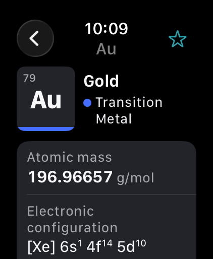 Apple Watch: gold element page